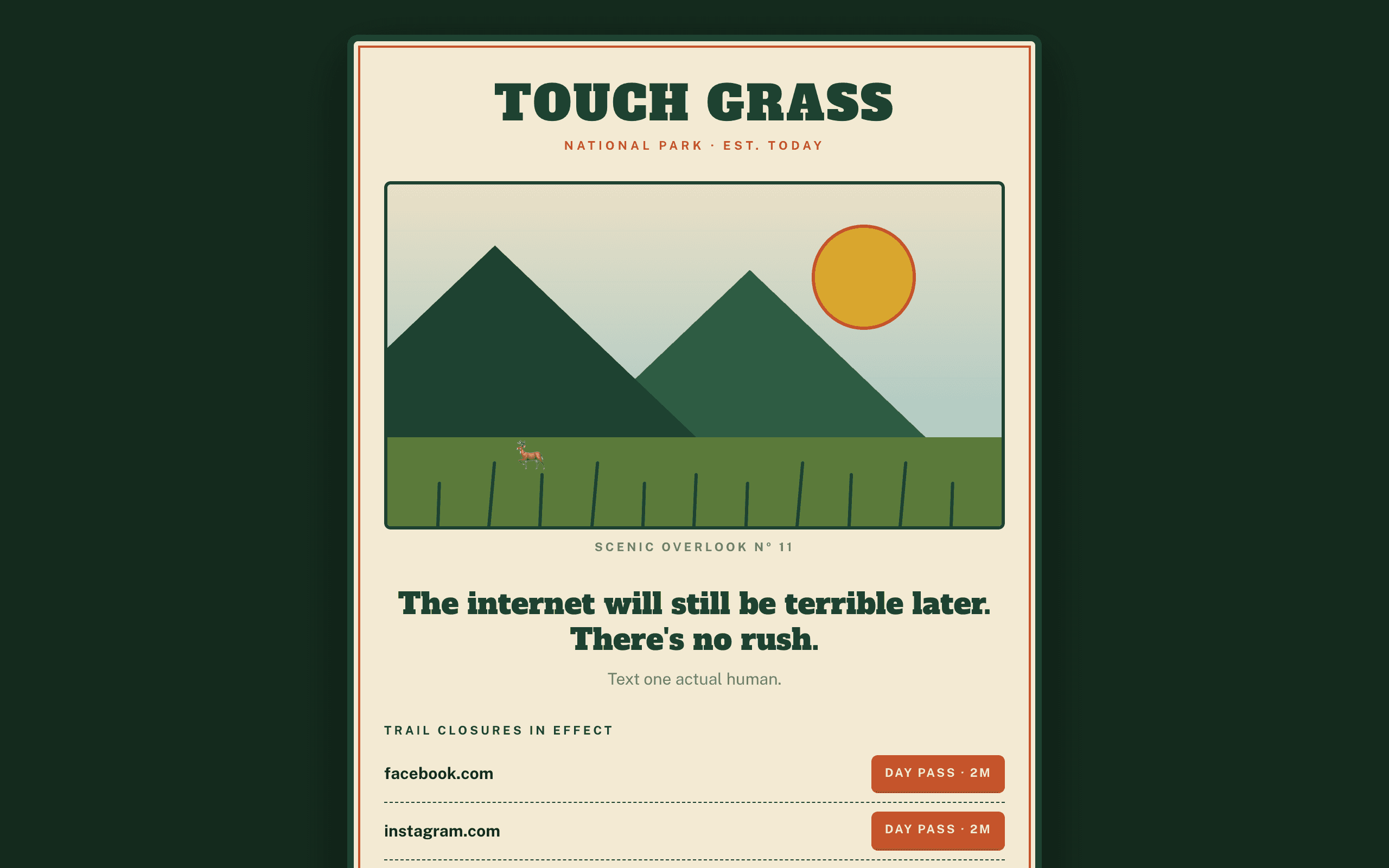 Touch Grass: A national park where your feeds used to be